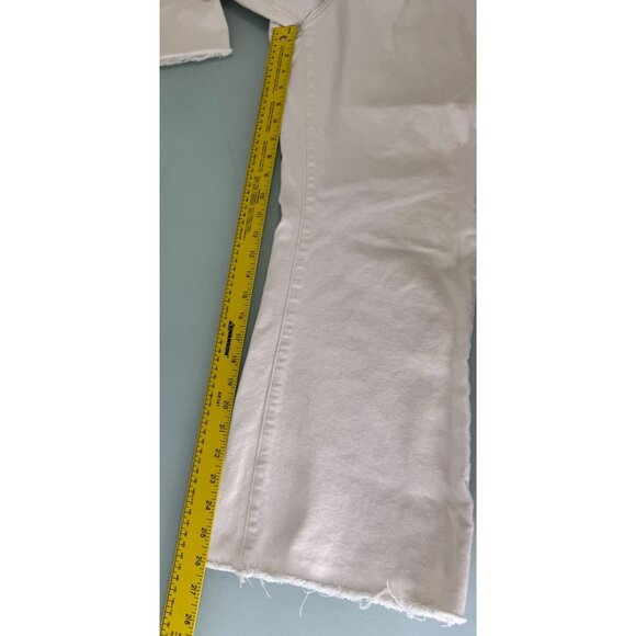 AG Adriano Goldschmied Farrah Boot Crop Jeans 32 High Rise Cream White Wide Leg - Picture 6 of 13